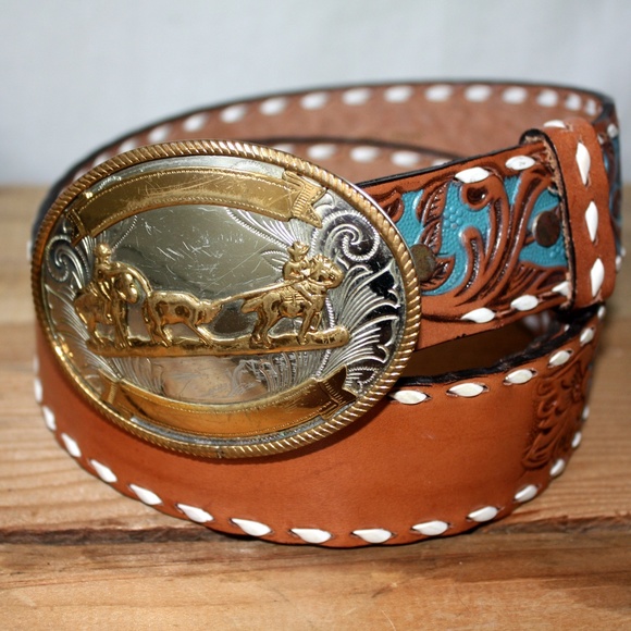 Other - Vintage Western Leather Belt and Buckle